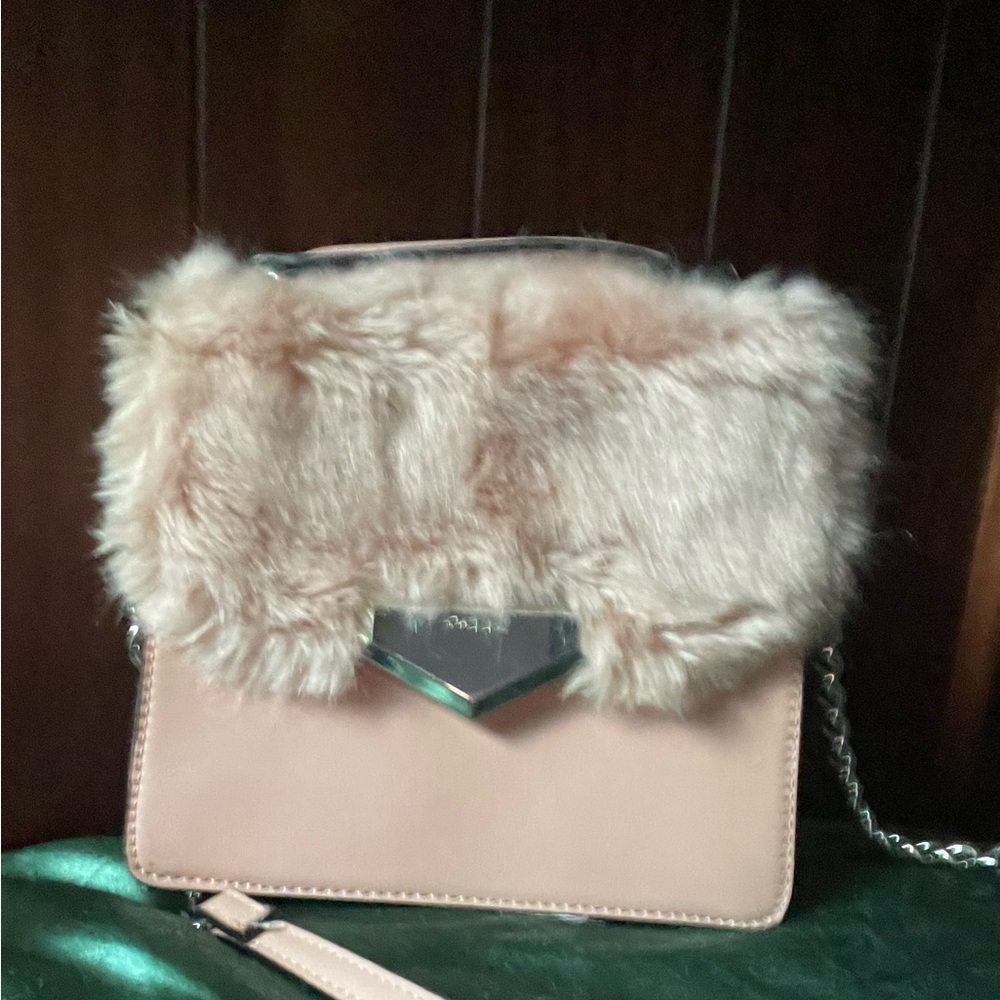 PINK FAUX FUR SMALL crossbody bag